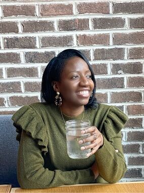 fab'rik Women’s Olive Green Ruffle Shoulder Crewneck Sweater Size Large